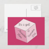 Faire-part Carte postale - Naissance d'une fille (Devant / Derrière)