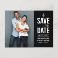 CARTE POSTALE NOIR ET BLANC NAUTIQUE SAVE THE DATE