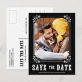 FAIRE-PART CARTE POSTALE NOIRE DE TYPOGRAPHIE OCCIDENTALE POU (Devant / Derrière)