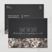 Faire-part Carte postale noire pailletée de glamour (Devant / Derrière)