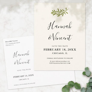 Faire-part Carte postale "Olive Branch Save the Date"   Ivoir