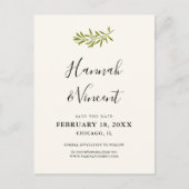Faire-part Carte postale "Olive Branch Save the Date" | Ivoir (Devant)
