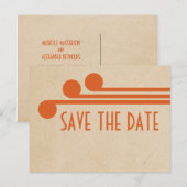 Faire-part Carte postale Orange Deco Chic Save the Date (Devant / Derrière)