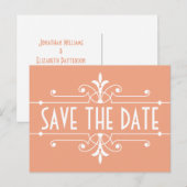 Faire-part Carte postale Orange Fancy Ornamental Save the Dat (Devant / Derrière)