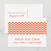 Faire-part Carte postale Orange Simple Chevron Save the Date (Devant / Derrière)