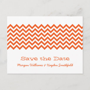 Faire-part Carte postale Orange Simple Chevron Save the Date