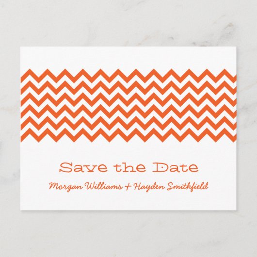 Faire-part Carte postale Orange Simple Chevron Save the Date (Devant)
