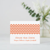 Faire-part Carte postale Orange Simple Chevron Save the Date (Debout devant)