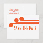Faire-part Carte postale Orange Simple Deco Chic Save the Dat (Devant / Derrière)