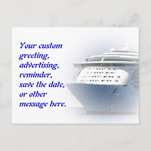 Faire-part Carte postale personnalisée de bateau de croisière (Devant)
