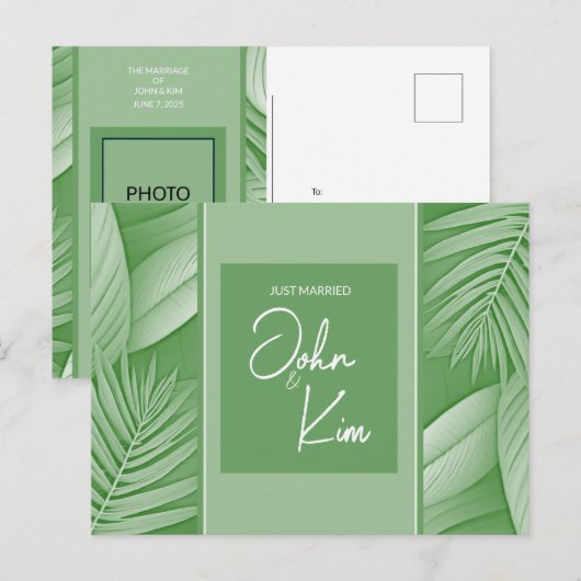 Faire-part Carte postale photo avec code QR d'annonce de mari (Devant / Derrière)