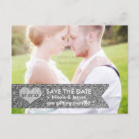 Carte postale PHOTO Bannière Pailletée Argent ÉCRI