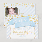 Faire-part Carte postale photo d'annonce pour garçons Snips & (Devant / Derrière)