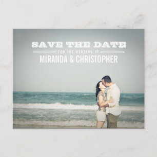 Faire-part Carte postale photo de mariage moderne avec date à