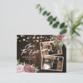 Faire-part Carte postale photo de mariage rustique rose blush (Debout devant)