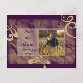 Faire-part Carte postale photo de sauvegarde de date Violet/K