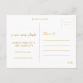 Faire-part Carte postale photo "White Gold Script Save Our Da (Dos)