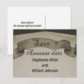 Faire-part Carte postale Pirate Scroll Save the Date, Marron (Devant / Derrière)