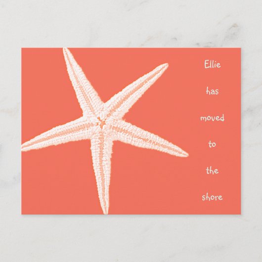 Faire-part Carte postale Plage Orange Starfish (Devant)