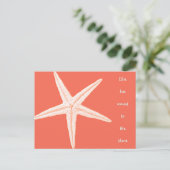 Faire-part Carte postale Plage Orange Starfish (Debout devant)