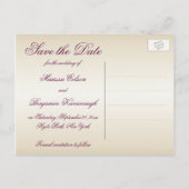 Faire-part Carte postale Plum et Champagne Damask Save the Da (Dos)