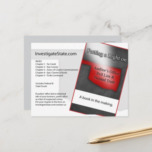 Faire-part Carte postale politique de l'Oklahoma (Devant/Arrière en situation)