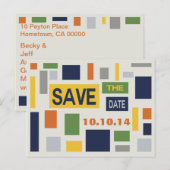 Faire-part Carte postale Pop Art Abstrait Save The Date - Ble (Devant / Derrière)