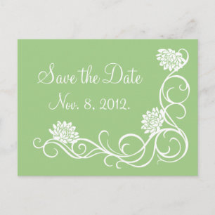 Faire-part Carte postale pour annoncer la date (verte) avec d