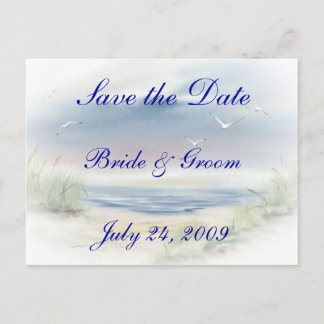 Faire-part Carte postale pour annoncer un mariage sur la plag