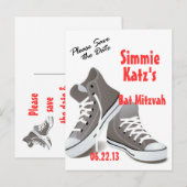 Faire-part Carte postale pour la Bat Mitzvah Sneakers Save th (Devant / Derrière)