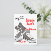 Faire-part Carte postale pour la Bat Mitzvah Sneakers Save th (Debout devant)