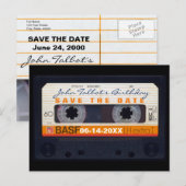 Faire-part Carte postale pour les 60 ans avec cassette audio  (Devant / Derrière)