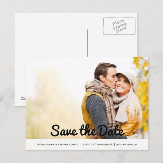 Faire-part Carte postale pour réserver la date (Devant / Derrière)