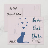 Faire-part Carte postale pour réserver la date avec des chats (Devant / Derrière)
