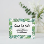 Faire-part Carte postale pour réserver la date avec feuilles  (Debout devant)