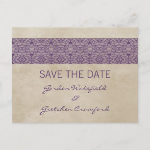 Faire-part Carte postale "Purple Rustic Lace" pour annoncer v