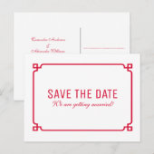 Faire-part Carte postale Red Deco Chic Save the Date (Devant / Derrière)