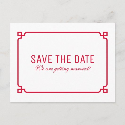 Faire-part Carte postale Red Deco Chic Save the Date (Devant)