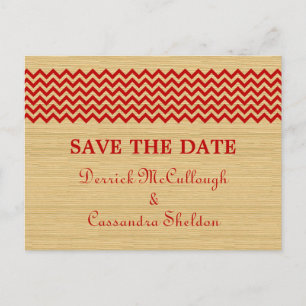 Faire-part Carte postale 'Red Rustic Chevron Save the Date'
