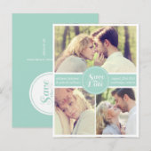 Faire-part Carte postale rétro de sauvegarde de date en vert (Devant / Derrière)