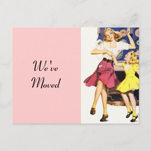 Faire-part Carte Postale Retro Fun Maman Fun Fille Motée Nouv (Devant)