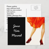 Faire-part Carte postale Rétro Marilyn Robe Rouge Adresse Cha (Devant / Derrière)