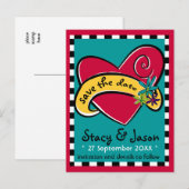 Faire-part Carte postale Rockin' Tattoo "Save the Date" (Devant / Derrière)