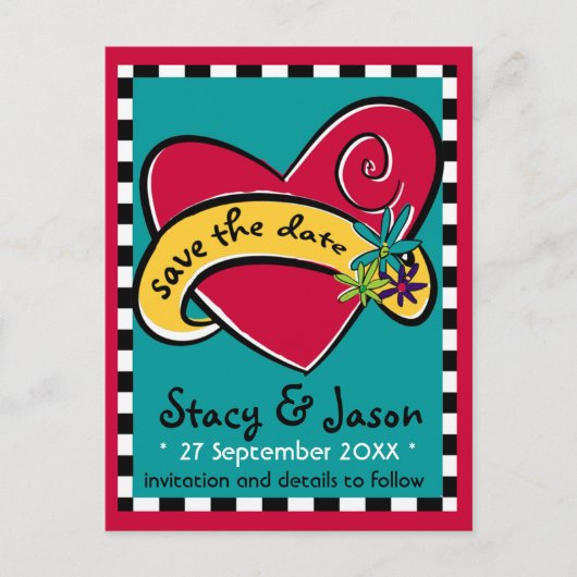 Faire-part Carte postale Rockin' Tattoo "Save the Date" (Devant)