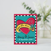 Faire-part Carte postale Rockin' Tattoo "Save the Date" (Debout devant)