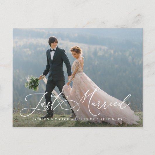 Faire-part Carte postale Romance Just Married Eloping (Devant)