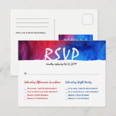 Faire-part Carte postale RSVP Blue Red Fire Ice Bat Bar Mitzv (Devant / Derrière)