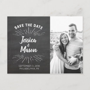 Faire-part Carte postale "Sauver la date" avec tableau noir