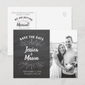 Faire-part Carte postale "Sauver la date" avec tableau noir (Devant / Derrière)