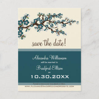 Faire-part Carte postale "Sauver la date" Fleur de cerisier (